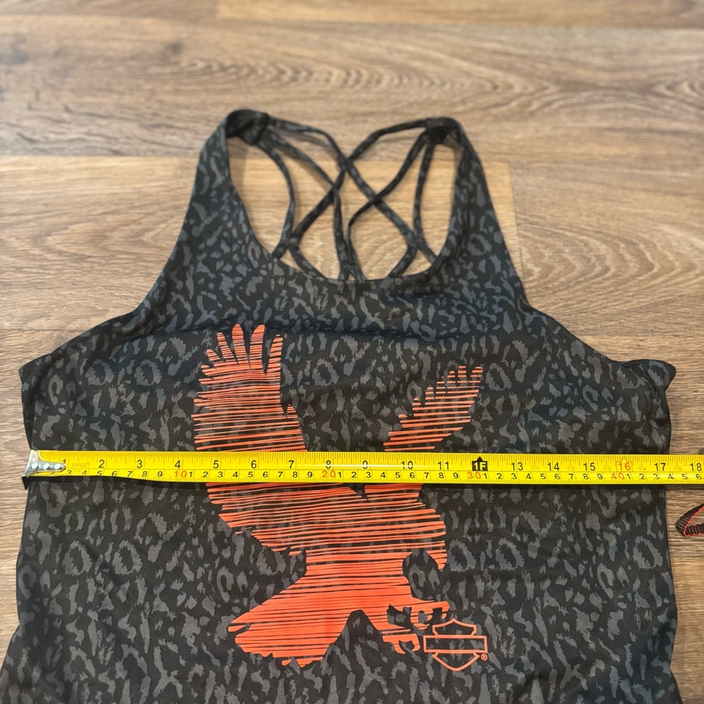 NWT Harley Davidson Strappy Tank Leopard Print Eagle Graphic Y2K Moto Top Large - Picture 2 of 4